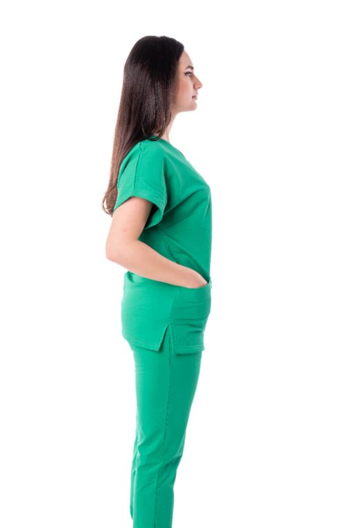 Costum Medical Dama Garmedi Omega Bumbac Verde - imagine 3
