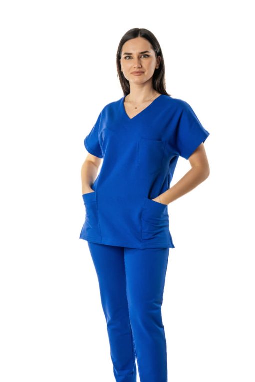 Costum Medical Dama Garmedi Omega Bumbac Albastru Regal