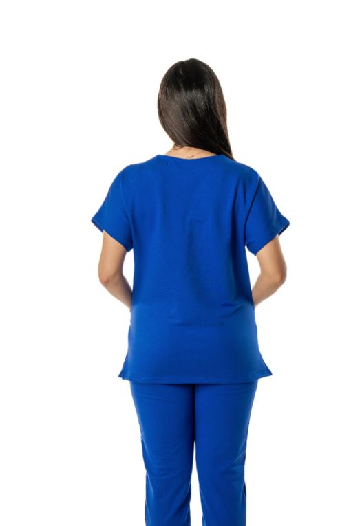 Costum Medical Dama Garmedi Omega Bumbac Albastru Regal - imagine 2
