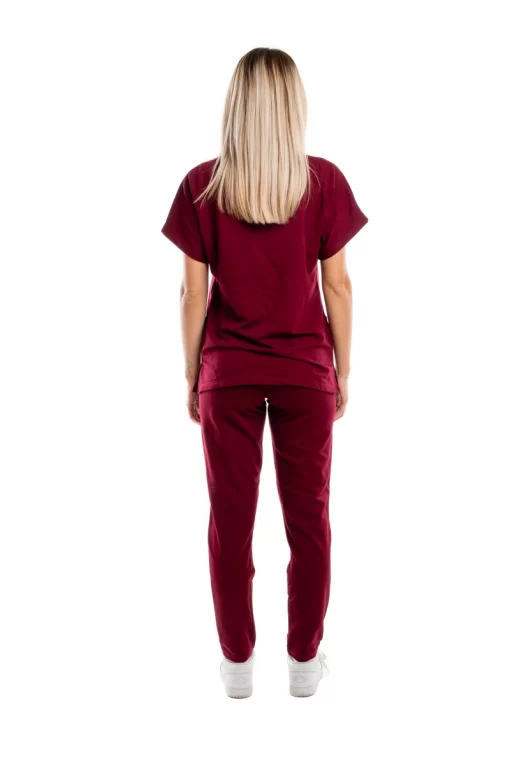 Costum Medical Dama Garmedi Omega Bumbac Visiniu - imagine 2
